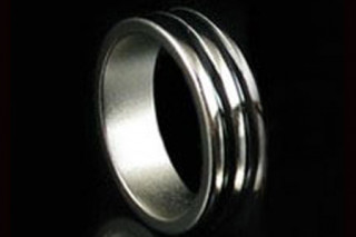 Bague aimant e Argent Noir Double 21 mm